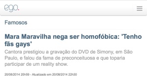 Mara Maravilha, nega ser homofóbica, Tenho fas gays