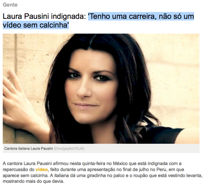 Laura Pausine, indignada com a repercursão do vídeo sem calcinha, pica na boca, pica na cara, pica onde quiser